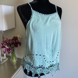 Light Blue Embroidered Tank